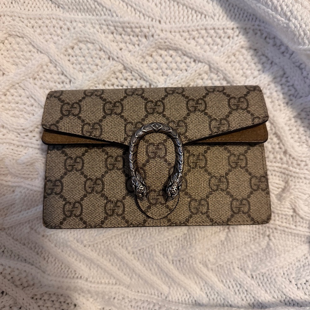 GG Supreme Monogram Super Mini Dionysus Shoulder Bag Taupe